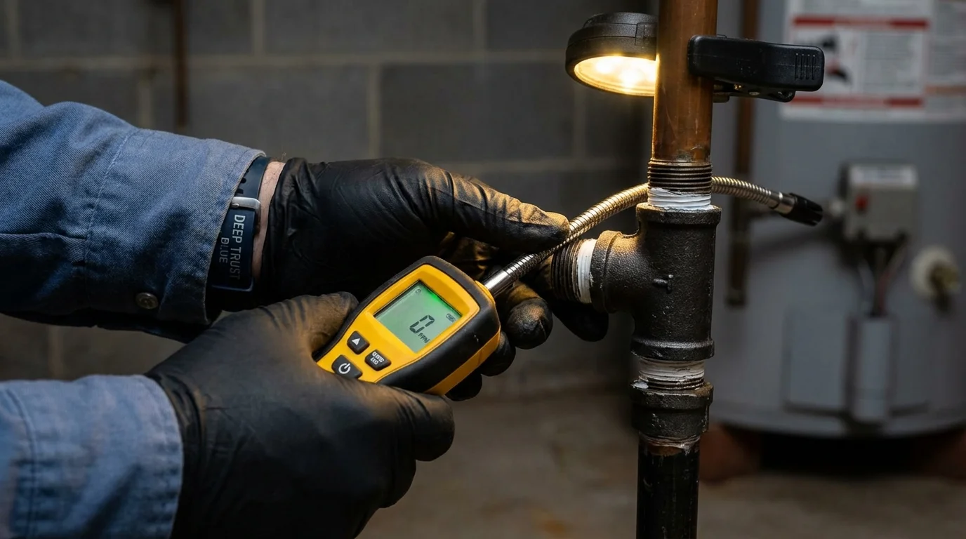 Gas leak detection with electronic sniffer by Johns Plumbing LLC in Redway
