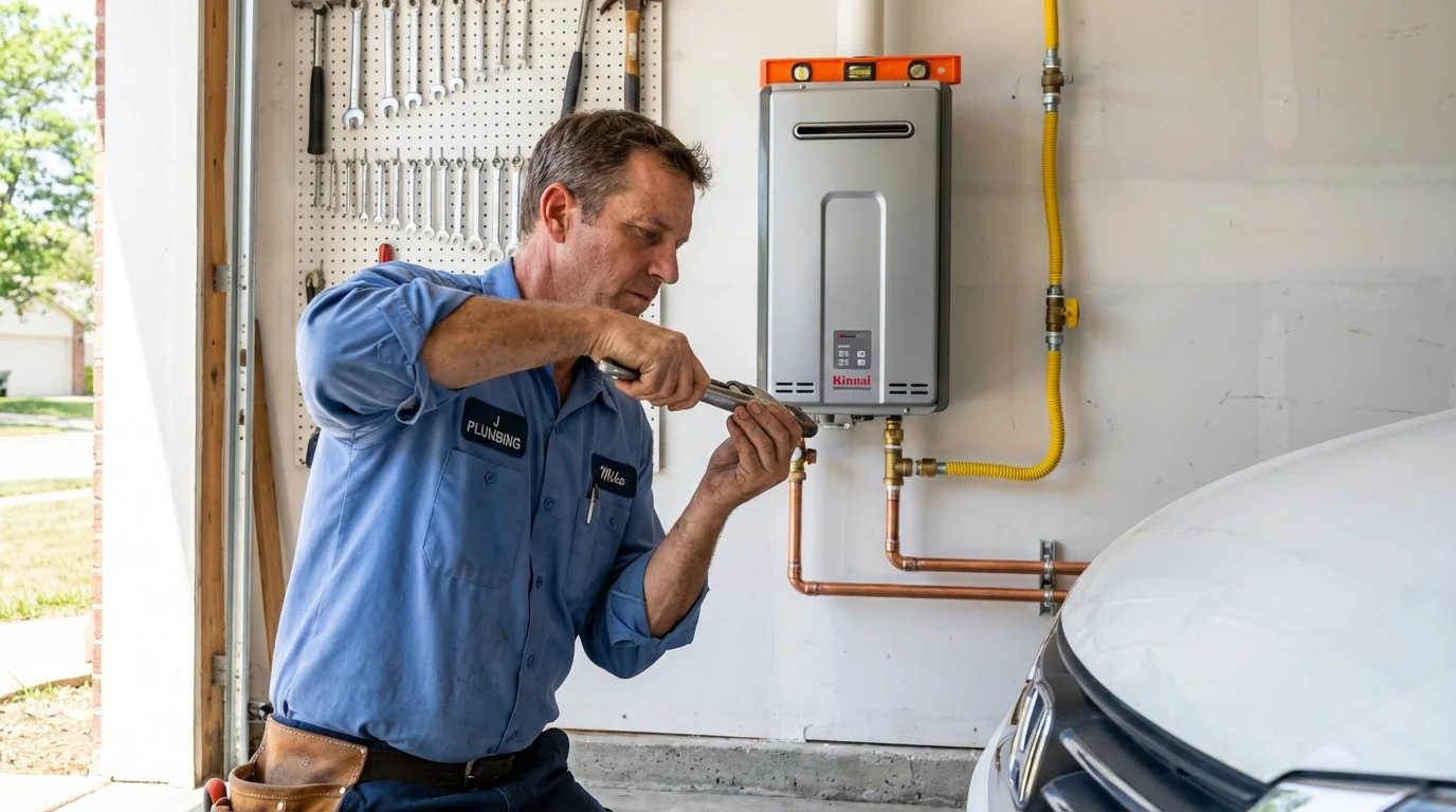 Tankless water heater installation by a Johns Plumbing LLC plumber in Redway
